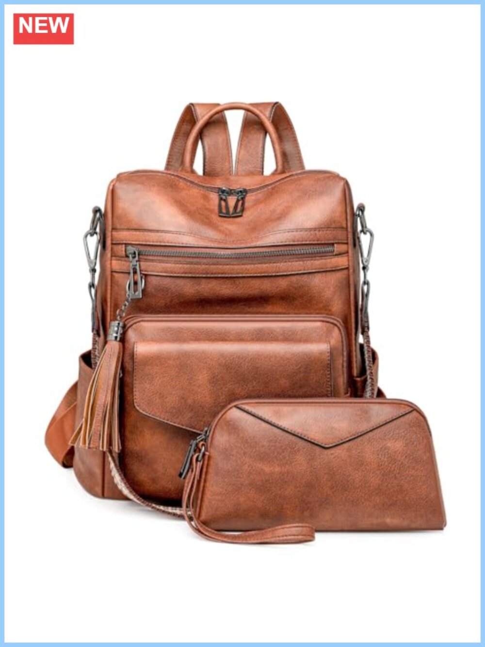 PU Leather Backpack Purse Convertible 3-Way Anti-Theft Fits 13 inch